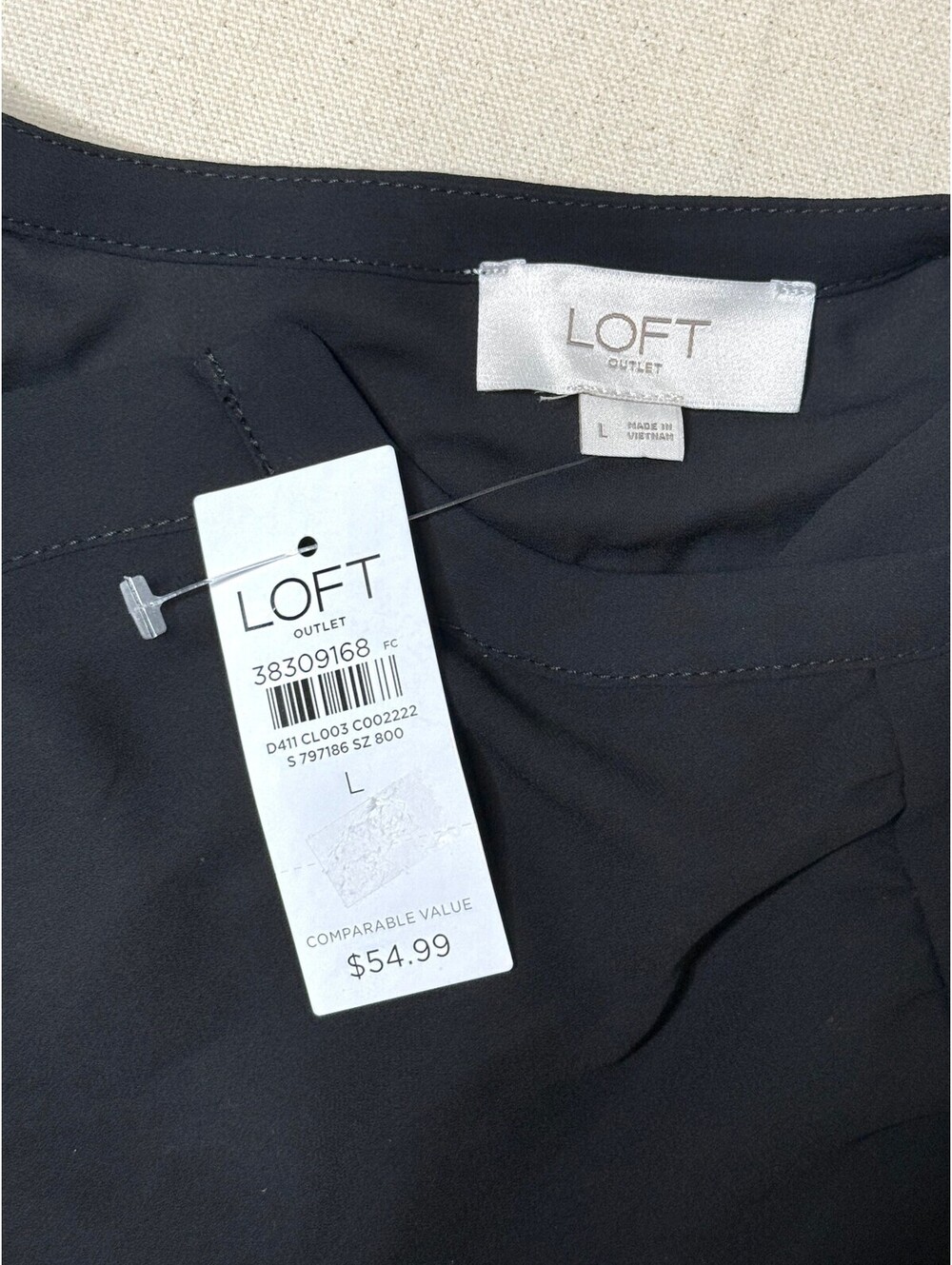 LOFT Outlet Black V Neck Blouse Women’s L NWT Cap Sleeve Work Top